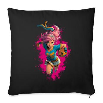 Football Girl Anime - Sofa pillowcase 17,3'' x 17,3'' (45 x 45 cm) - black - Front