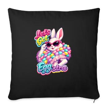 Bunny Bunny Bunny Printemps Fleurs de Printemps Jardin d’été de Pâques - Housse de coussin décorative 45 x 45 cm - noir - Devant