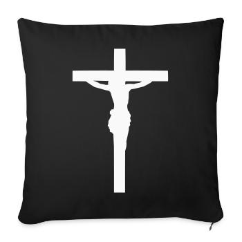 Jésus silhouette de croix - Housse de coussin décorative 45 x 45 cm - noir - Devant