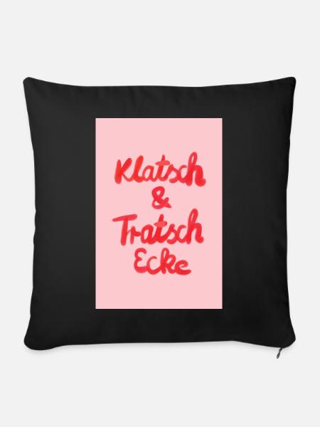 Klatsch & Tratsch - rosa rot - Sofakissenbezug 45 x 45 cm - Schwarz
