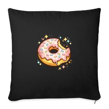 Sugar Pink Donut with Sprinkles Sparkle - Sofa pillowcase 17,3'' x 17,3'' (45 x 45 cm) - black - Front