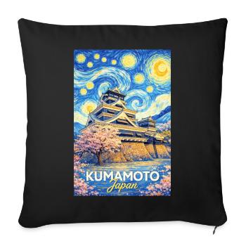 Kumamoto Japan - Sofa pillowcase 17,3'' x 17,3'' (45 x 45 cm) - black - Front