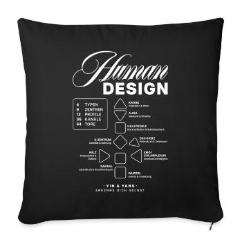 Human Design Blueprint - Sofakissenbezug 45 x 45 cm - Schwarz - Vorne