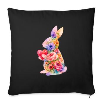 Cœur de lapin mignon - Housse de coussin décorative 45 x 45 cm - noir - Devant