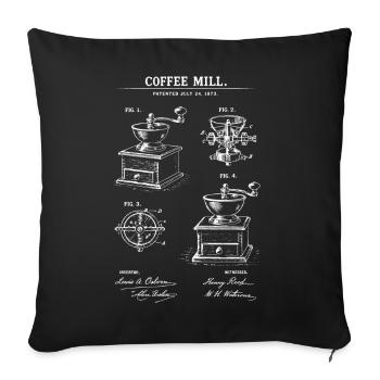 Coffee Mill Patent Blueprint - Sofa pillowcase 17,3'' x 17,3'' (45 x 45 cm) - black - Front