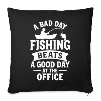 Angler saying: Better on the water than in the office - Sofa pillowcase 17,3'' x 17,3'' (45 x 45 cm) - black - Front