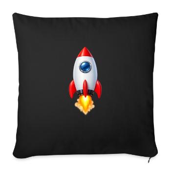 Cheerful Rocket Retro Design - Sofa pillowcase 17,3'' x 17,3'' (45 x 45 cm) - black - Front