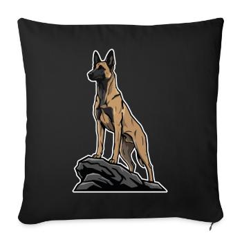 Belgischer Schäferhund Malinois auf Felsporträt - Sofakissenbezug 45 x 45 cm - Schwarz - Vorne