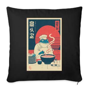 Frog Chef Ramen Retro Poster - Sofa pillowcase 17,3'' x 17,3'' (45 x 45 cm) - black - Front