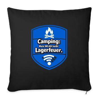 Feu de camp de camping - Housse de coussin décorative 45 x 45 cm - noir - Devant