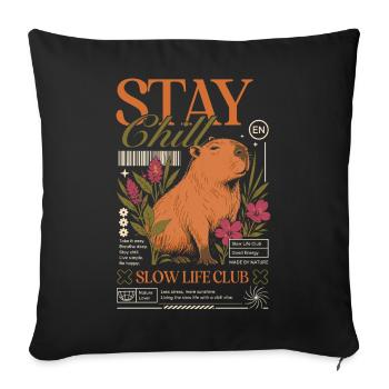Stay Chill Capybara Motif - Housse de coussin décorative 45 x 45 cm - noir - Devant