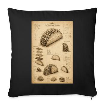 Vintage Taco Blueprint Illustration - Sofa pillowcase 17,3'' x 17,3'' (45 x 45 cm) - black - Front