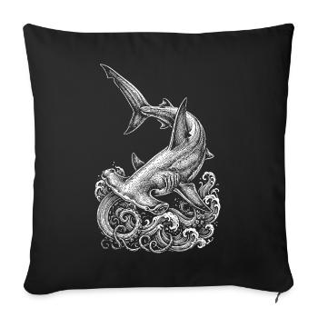 Conception du requin-marteau - Housse de coussin décorative 45 x 45 cm - noir - Devant