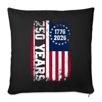 Style rouille du drapeau américain 1776–2026 - Housse de coussin décorative 45 x 45 cm - noir - Devant