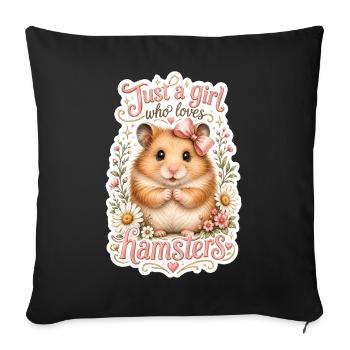 Juste une fille qui adore les hamsters - Housse de coussin décorative 45 x 45 cm - noir - Devant