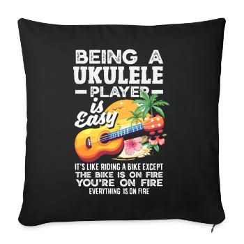 Être joueur de ukulélé, c’est facile, musicien drôle - Housse de coussin décorative 45 x 45 cm - noir - Devant