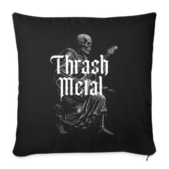 Thrash Metal Skeleton jouant de la guitare - Housse de coussin décorative 45 x 45 cm - noir - Devant