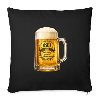 60 Jahre Genuss Bierglas - Sofakissenbezug 45 x 45 cm - Schwarz - Vorne