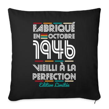80th Anniversary - Made in October 1946 - Sofa pillowcase 17,3'' x 17,3'' (45 x 45 cm) - black - Front