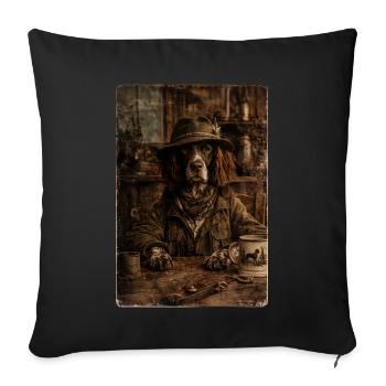 Hunter's Pride - German Longhair - Sofa pillowcase 17,3'' x 17,3'' (45 x 45 cm) - black - Front