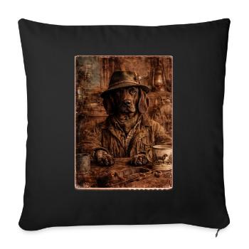Baron des cerfs - Chien de chasse hanovrien - Housse de coussin décorative 45 x 45 cm - noir - Devant