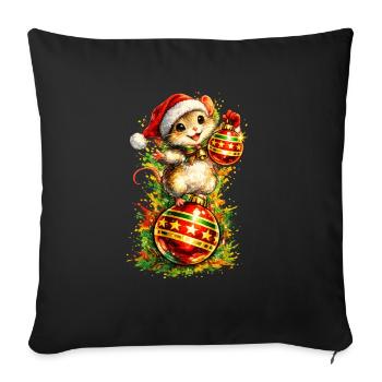 Mouse on Christmas ball . AI generated - Sofa pillowcase 17,3'' x 17,3'' (45 x 45 cm) - black - Front