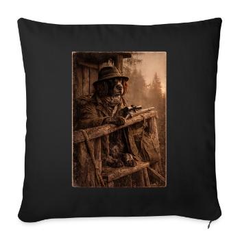 Abendansitz - Deutsch Langhaar - Sofakissenbezug 45 x 45 cm - Schwarz - Vorne