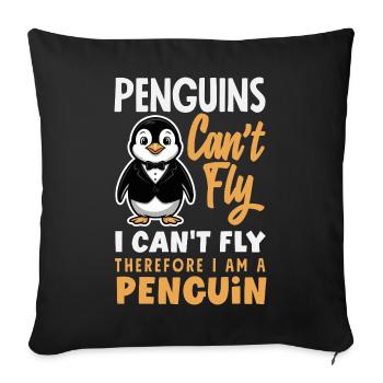Pingouin mignon - Cadeau pour l’amoureux des manchots - Housse de coussin décorative 45 x 45 cm - noir - Devant
