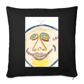 Cheerful color face illustration - Sofa pillowcase 17,3'' x 17,3'' (45 x 45 cm) - black - Front