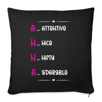 Anna Name Meaning Acrostic - Sofa pillowcase 17,3'' x 17,3'' (45 x 45 cm) - black - Front