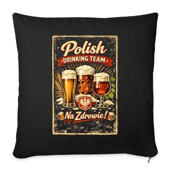 Polish Drinking Team - Na Zdrowie Retro Piwo JGA - Sofakissenbezug 45 x 45 cm - Schwarz - Vorne