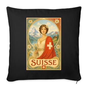 Schweiz . 2 - Sofakissenbezug 45 x 45 cm - Schwarz - Vorne