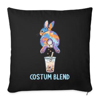 Bubble Tea Boba Drôle de Lapin mignon - Housse de coussin décorative 45 x 45 cm - noir - Devant