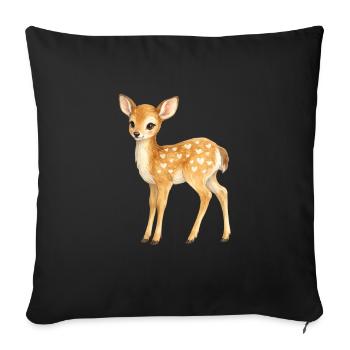 Fawn with heart pattern - Sofa pillowcase 17,3'' x 17,3'' (45 x 45 cm) - black - Front