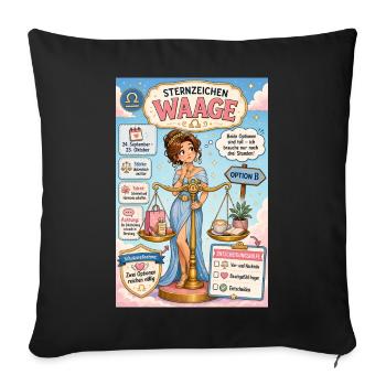 Waage - Zwei Optionen, drei Stunden Entscheidung - Sofakissenbezug 45 x 45 cm - Schwarz - Vorne