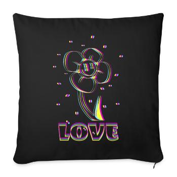 Neon Flower Love - Sofakissenbezug 45 x 45 cm - Schwarz - Vorne