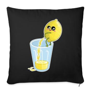 Zitrone macht Saft – Lustiger Cartoon - Sofakissenbezug 45 x 45 cm - Schwarz - Vorne