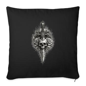 Skull Rose Dagger Gotische Grafik - Sofakissenbezug 45 x 45 cm - Schwarz - Vorne