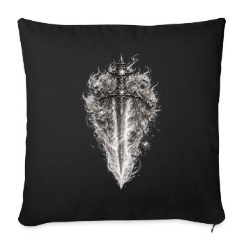 Flaming Skull Sword Gothic Grafik - Sofakissenbezug 45 x 45 cm - Schwarz - Vorne