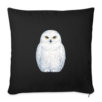 Watercolor snowy owl illustration - Sofa pillowcase 17,3'' x 17,3'' (45 x 45 cm) - black - Front
