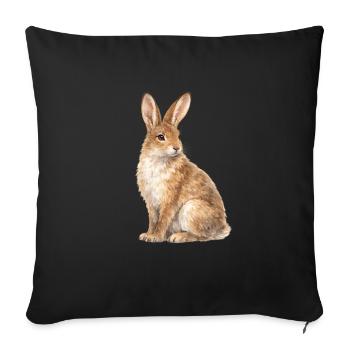 Watercolor Rabbit Motif - Sofa pillowcase 17,3'' x 17,3'' (45 x 45 cm) - black - Front