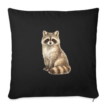 Raccoon in the dream forest - Sofa pillowcase 17,3'' x 17,3'' (45 x 45 cm) - black - Front