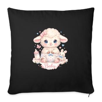 Baby sheep - Sofa pillowcase 17,3'' x 17,3'' (45 x 45 cm) - black - Front