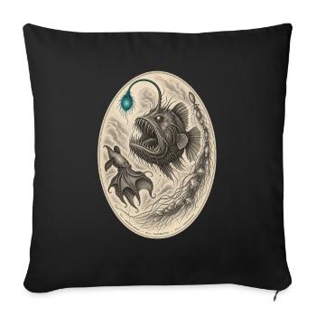 Deep-sea monster – illustration - Sofa pillowcase 17,3'' x 17,3'' (45 x 45 cm) - black - Front