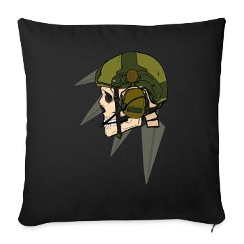 Skull Soldier Helmet Design with Headset - Sofa pillowcase 17,3'' x 17,3'' (45 x 45 cm) - black - Front