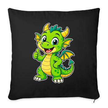 Green Dragon Friend - Sofa pillowcase 17,3'' x 17,3'' (45 x 45 cm) - black - Front