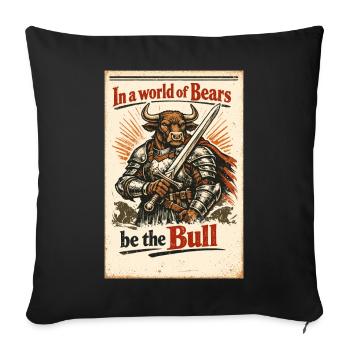 Dans un monde où les ours sont le taureau – Trading Design - Housse de coussin décorative 45 x 45 cm - noir - Devant