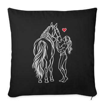 Horse Girl Riding Pony Rider - Sofa pillowcase 17,3'' x 17,3'' (45 x 45 cm) - black - Front