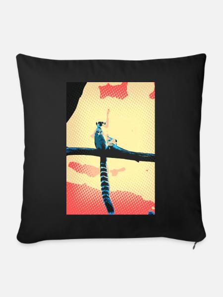 Poster Katta Lemur - Sofakissenbezug 45 x 45 cm - Schwarz