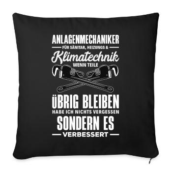 Anlagenmechaniker SHK Sanitär Heizung Handwerk - Sofakissenbezug 45 x 45 cm - Schwarz - Vorne